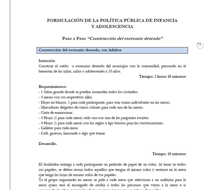 Construcción política pública de niñez con participación de niñas, niños y adolescentes: construcción del sueño deseado.