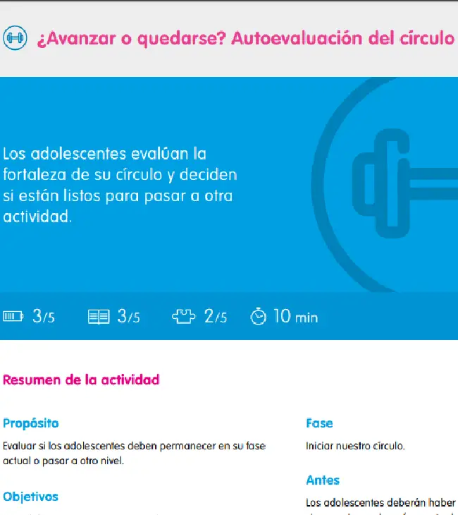 ¿Avanzar o quedarse? Autoevaluación del círculo